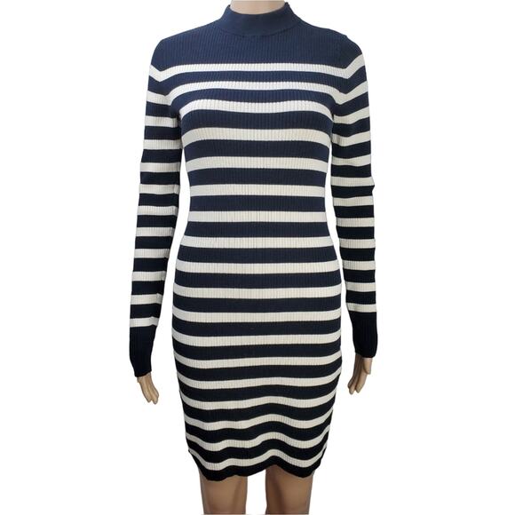 Everlane Breton Ribbed Striped Long Sleeve Cotton Sweater Dress - Picture 2 of 11